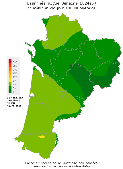 Semaine 202450 - Diarrhée aiguë - Activité faible en Nouvelle-Aquitaine