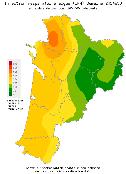 Semaine 202450 - Infection respiratoire aiguë (IRA) - Activité modérée en Nouvelle-Aquitaine